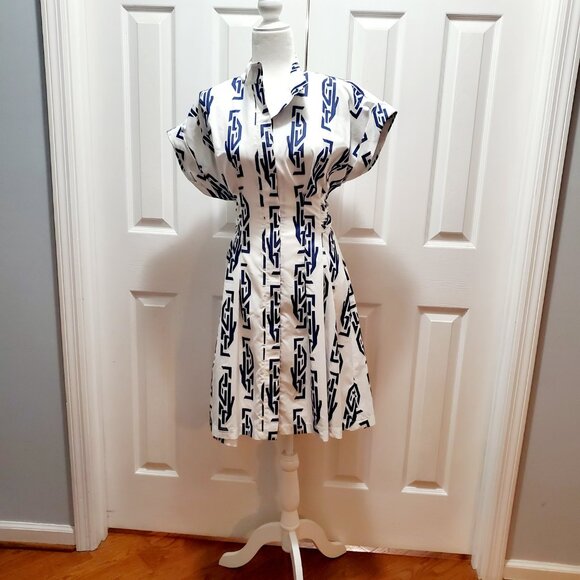 Finley Blue Cotton Shirt Dress Small Coastal Hamptons Preppy Luxury - Picture 3 of 14